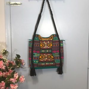 Nwot  Briella embroidered tassel tote boho style